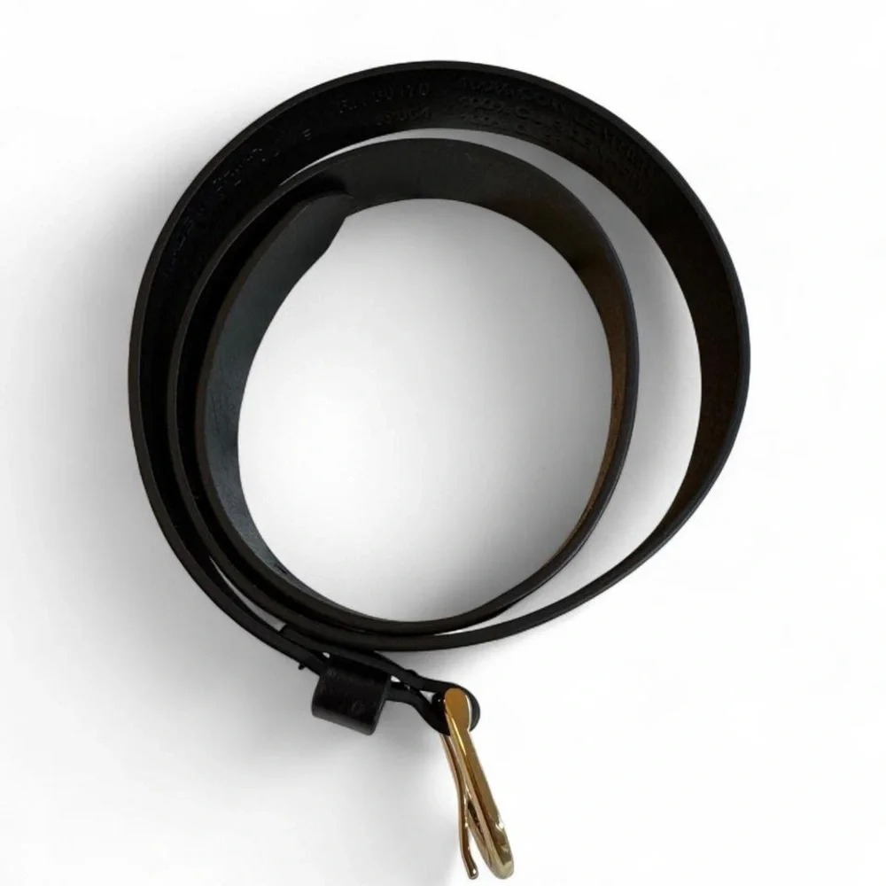 Urban Outfitters Black Leather Belt Gold Buckle Size S 36”